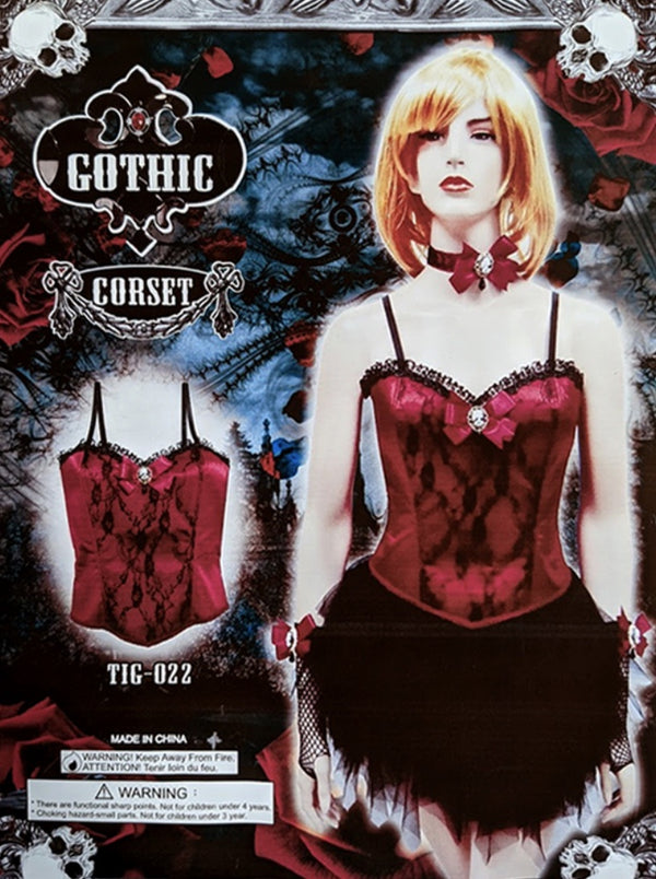 GOTHIC CORSET W/RED TRIM.
